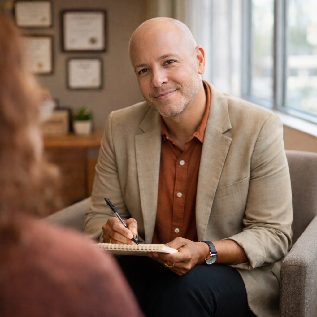 Therapist in session with client